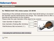Wall thickness calculator for Heat Shrink Tubing