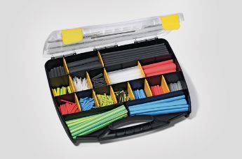 HellermannTyton assembly kit for many differently sized heat shrink tubing requirements